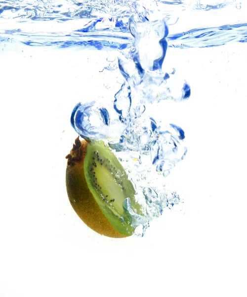 Fresh water drops on kiwi — Stock Photo, Image