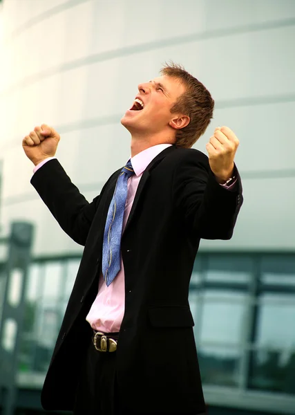 Business man standing with fists — Stock Photo, Image