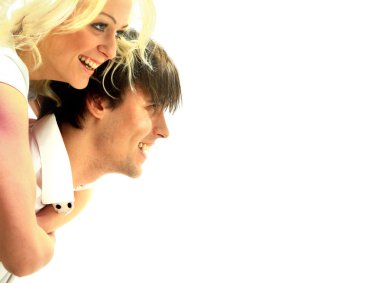 Happy smiling couple in love. clipart