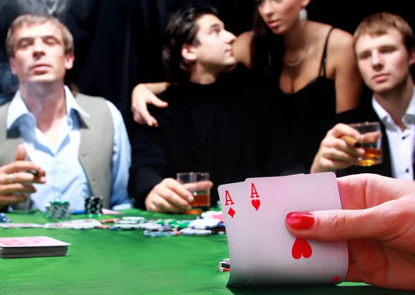 Group of sinister poker players — Stock Photo, Image