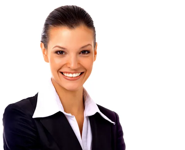 Позитивная деловая женщина улыбается — стоковое фото
