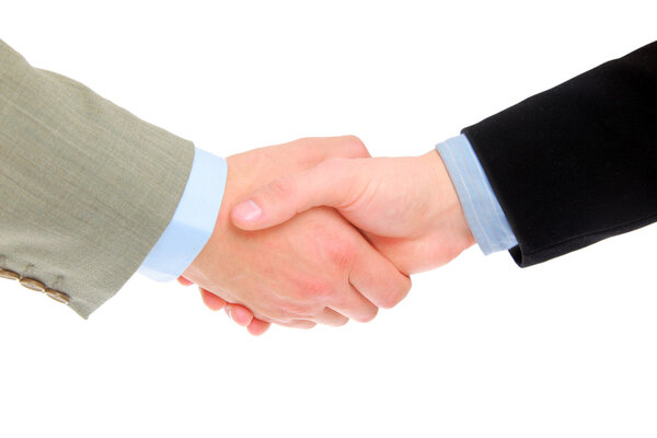 Handshake isolated on white background