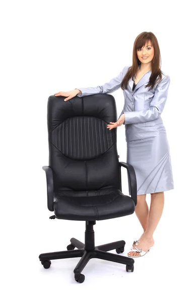 Çağdaş ofis koltuğu ve iş kadını — Stok fotoğraf