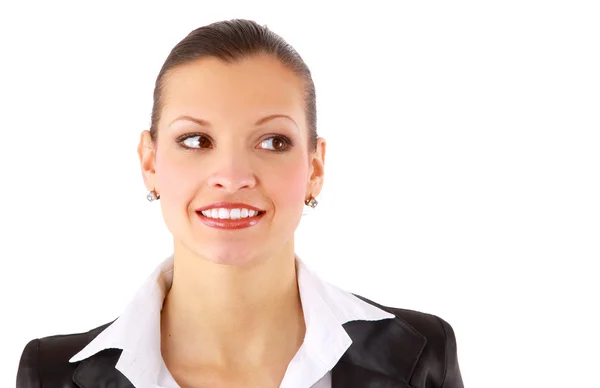 Geschäftsfrau isoliert auf weißem Hintergrund. Nahaufnahme lizenzfreie Stockbilder