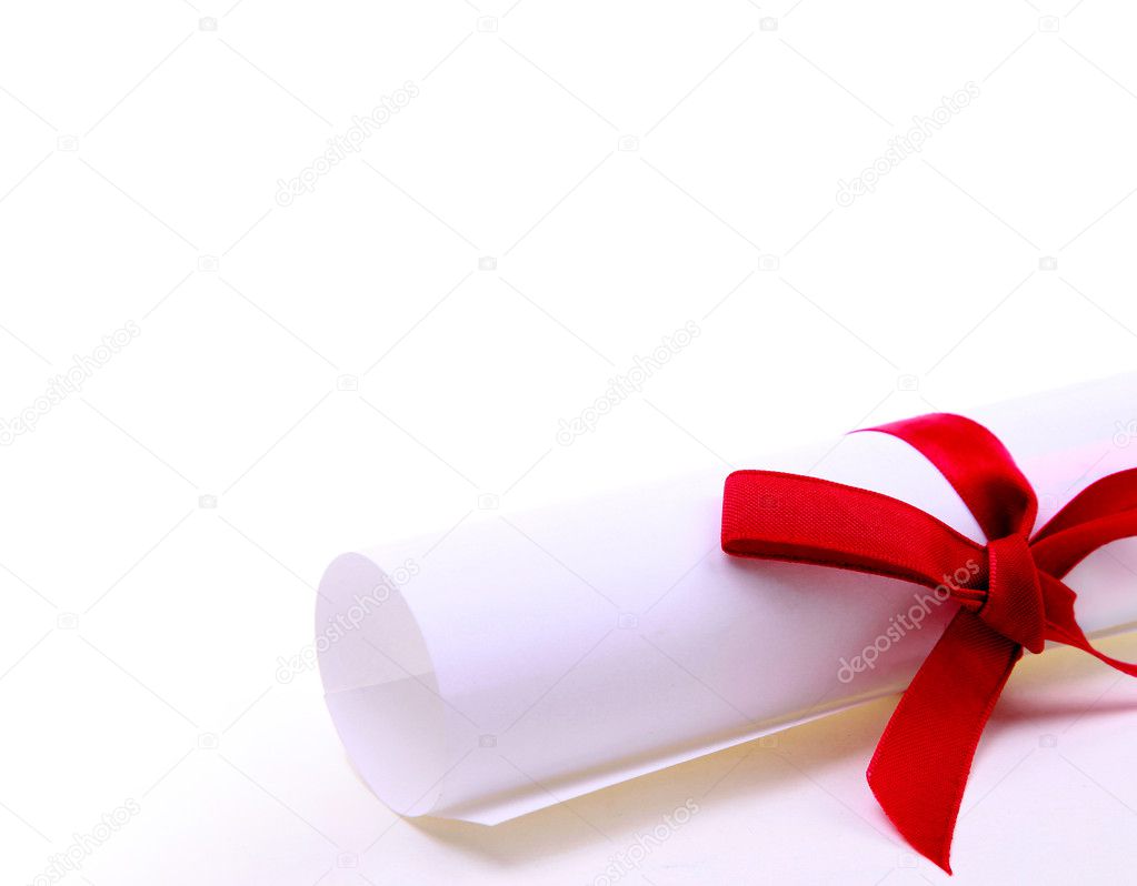 Paper scroll and red bow