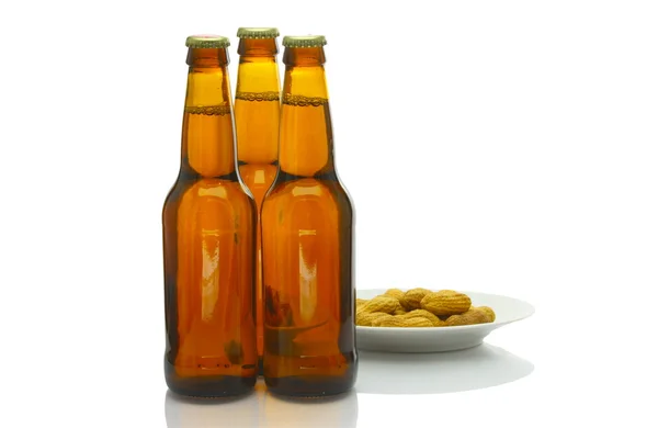 Bottles of Beer over White — Stock Photo, Image