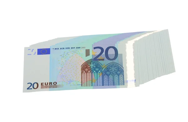 20 eurobankovek, izolované — Stock fotografie