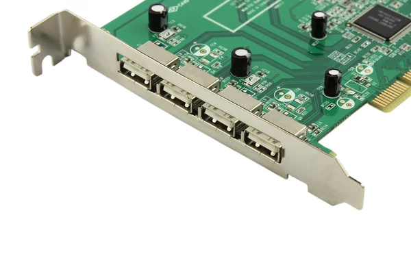 Placa de circuito isolado em um backgr branco — Fotografia de Stock