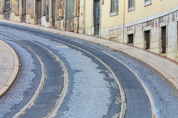 リスボン、ポルトガルのトラムのレール — ストック写真