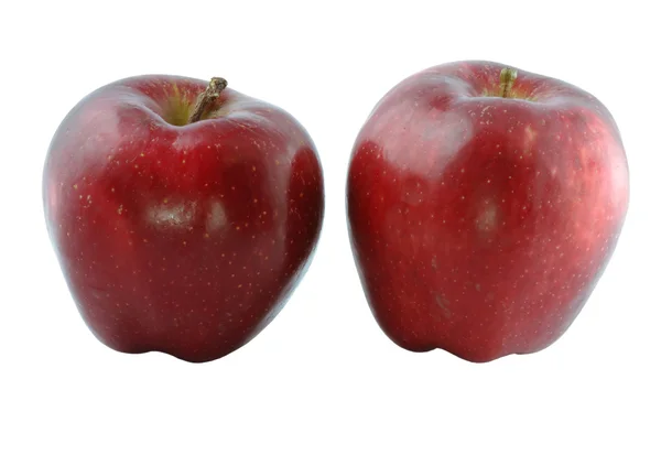 Två mogna röda äpplen på en ljus bak — ストック写真