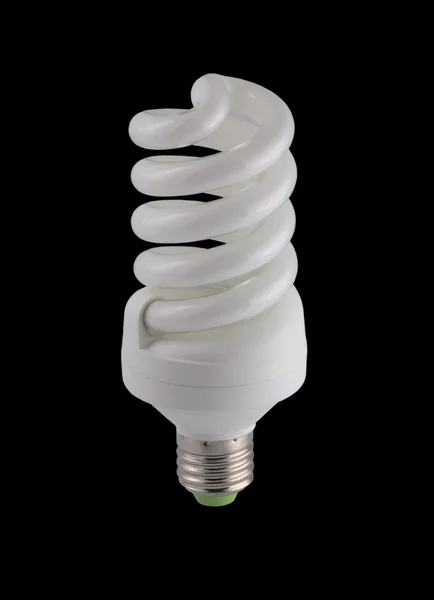 Energy-saving lamp isolated on black bac — Stock Photo, Image