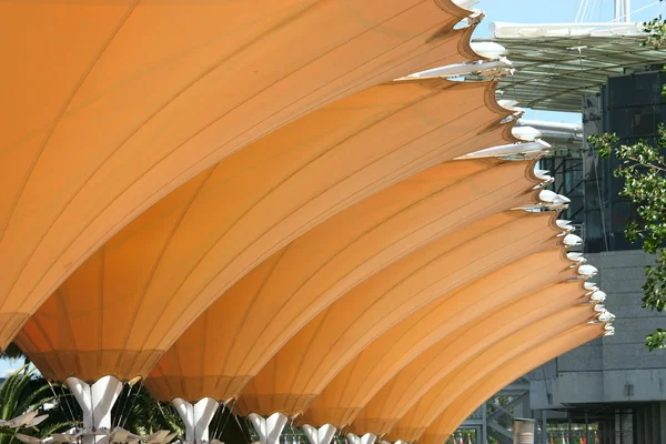 Photo of a patio umbrellas at a cafe — Stock Photo, Image