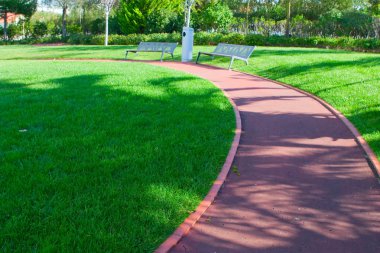 Path through the landscaped park clipart