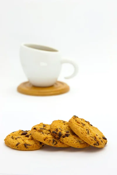 Pliki cookie i filiżanka kawy — Zdjęcie stockowe