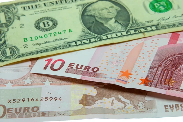 Pengar bakgrund, dollar och euro. — Stockfoto