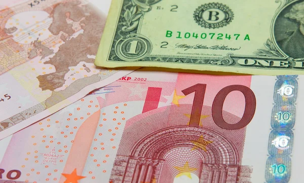 Geld Hintergrund, Dollar und Euro. — Stockfoto