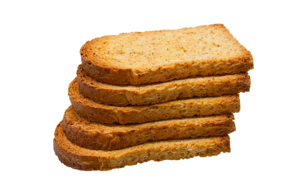 Stack of fresh toasts isolated on white — Stock Photo, Image
