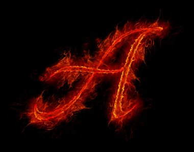 Fire font. Letter A from alphabet clipart