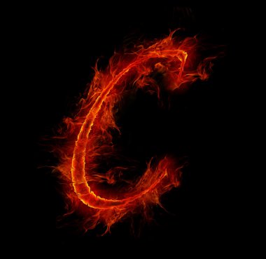 Fire font. Letter C from alphabet clipart