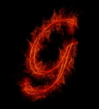 Fire font. Letter G from alphabet clipart