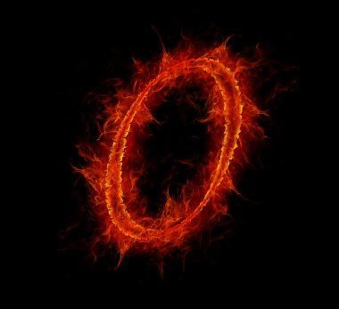 Fire font. Letter o from alphabet clipart