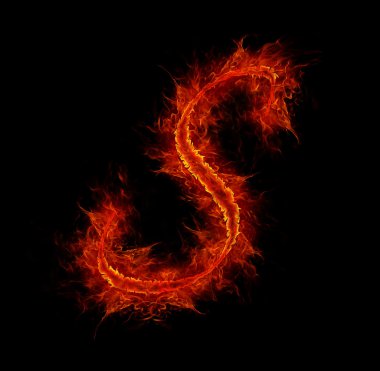 Fire font. Letter S from alphabet clipart