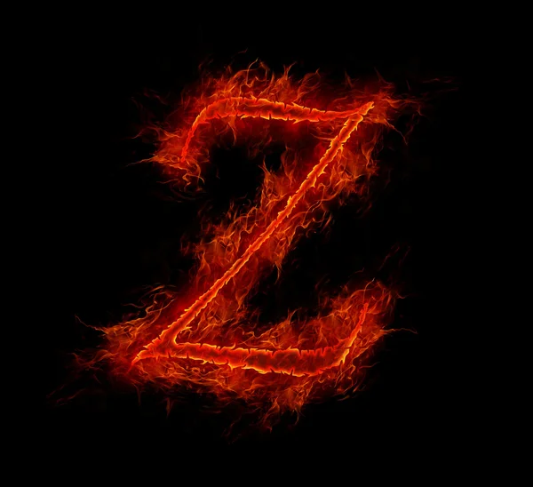 Огненный шрифт. Буква Z из алфавита — стоковое фото