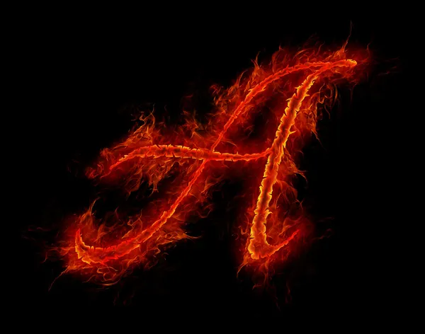 Fire font. Letter A from alphabet — Stock Photo, Image