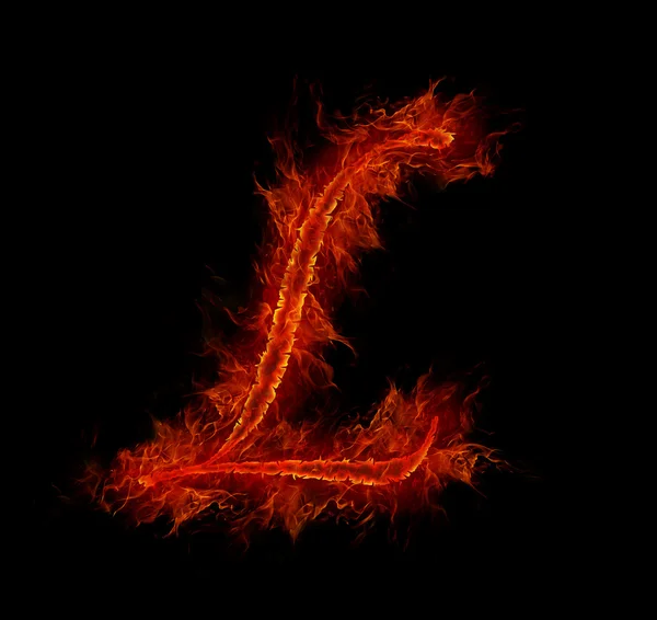 Czcionki ognia. litera l z alfabetu — Zdjęcie stockowe