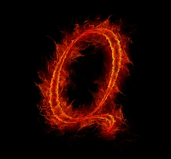 Oheň písmo. písmeno q z abecedy — Stock fotografie