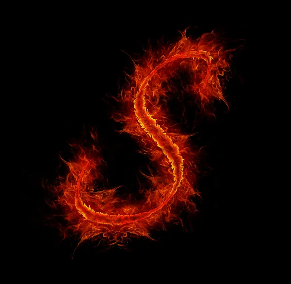 Φωτιά γραμματοσειρά. γράμμα s από το αλφάβητο — Φωτογραφία Αρχείου