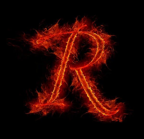 Fire font. Letter R from alphabet Stock Picture