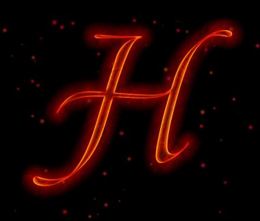 Fire font. Letter H from alphabet clipart