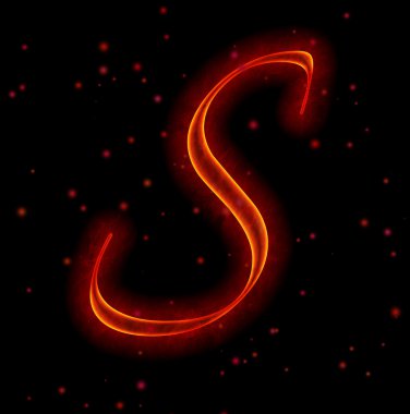 Fire font. Letter S from alphabet clipart