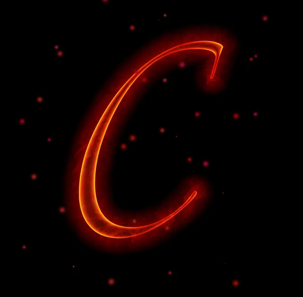 Feuerfontäne. Buchstabe c aus dem Alphabet — Stockfoto