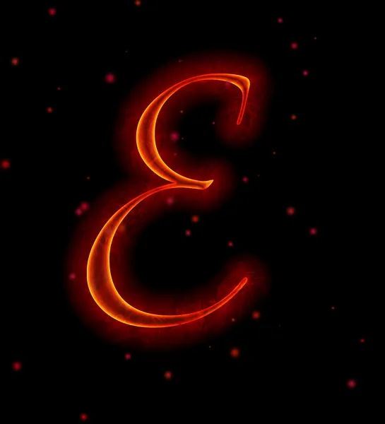 Fire font. Letter E from alphabet — Stock Photo, Image