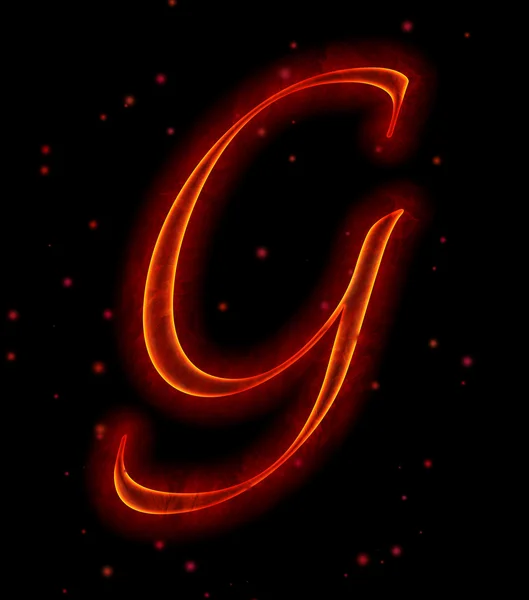 Φωτιά γραμματοσειρά. επιστολή g από το αλφάβητο — Φωτογραφία Αρχείου