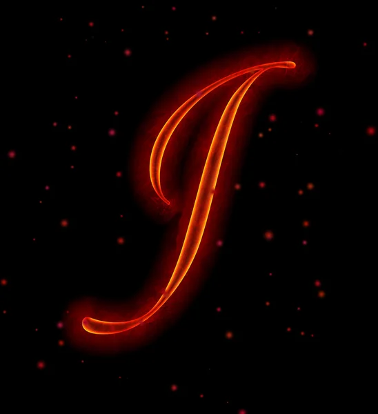Czcionki ognia. j litery z alfabetu — Zdjęcie stockowe