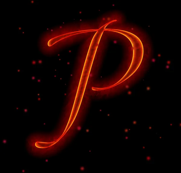 Fire font. Letter P from alphabet — Stock Photo, Image