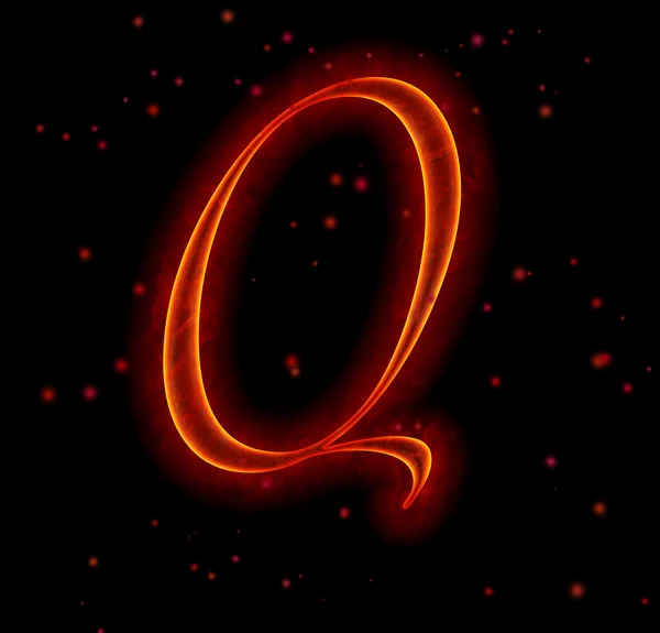 Fire font. Letter Q from alphabet — Stock Photo, Image