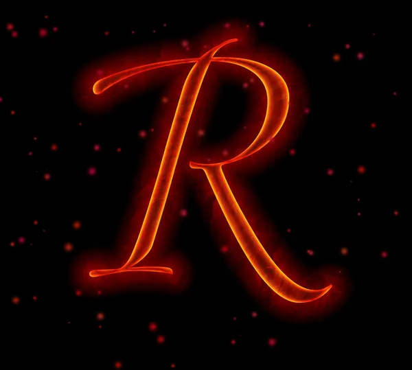 Fire font. Letter R from alphabet — Stock Photo, Image
