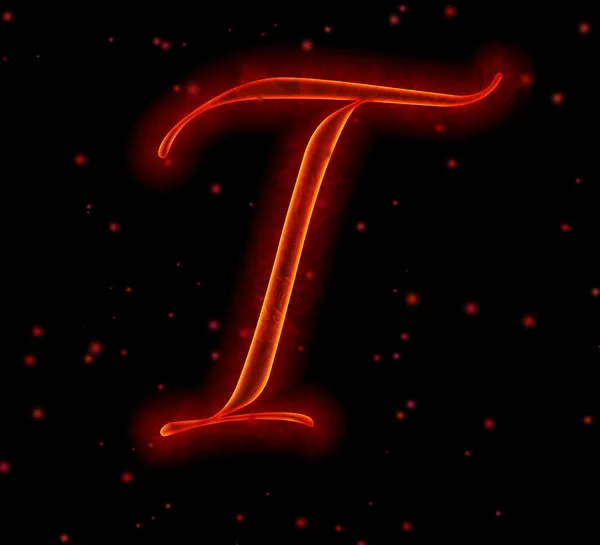 Fire font. Letter T from alphabet — Stock Photo, Image