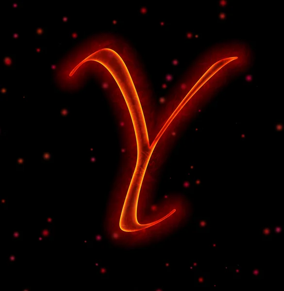 Fire font. Letter Y from alphabet — Stock Photo, Image