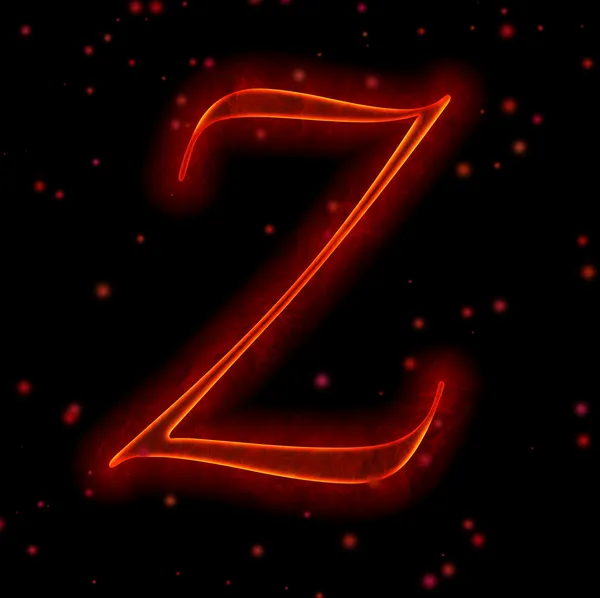 Fire font. Letter Z from alphabet — Stock Photo, Image