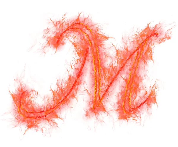 Fire alphabet - letter M — Stock Photo, Image