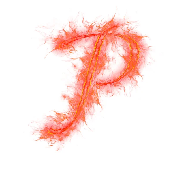 Fire alphabet - letter P — Stock Photo, Image