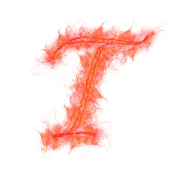Огненный алфавит - буква T — стоковое фото