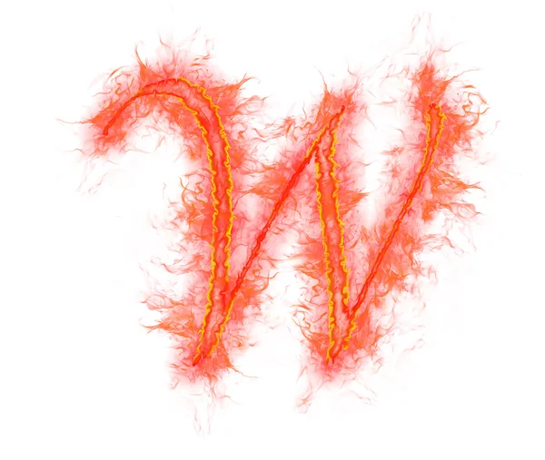 Fire alphabet - letter W — Stock Photo, Image