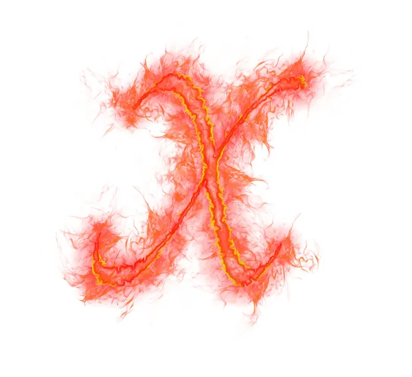 Огненный алфавит - буква X — стоковое фото