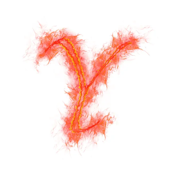 Fire alphabet - letter Y — Stock Photo, Image